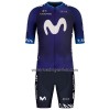 Set Fietsshirt + Korte Koersbroek 2023 Movistar Team Blauw